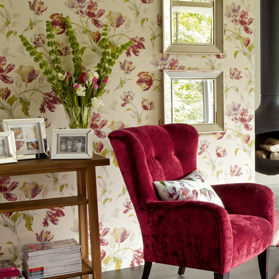  - Laura Ashley Gosford Cranberry Wallpaper - 113400 - Decor Warehouse