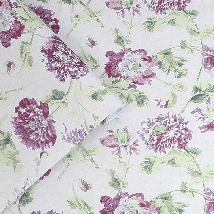 - Laura Ashley Hepworth Grape Wallpaper - 115268 - Decor Warehouse