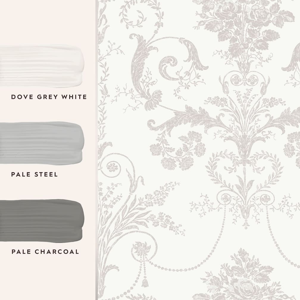 Laura Ashley Josette Dove Grey and White Wallpaper - 113385