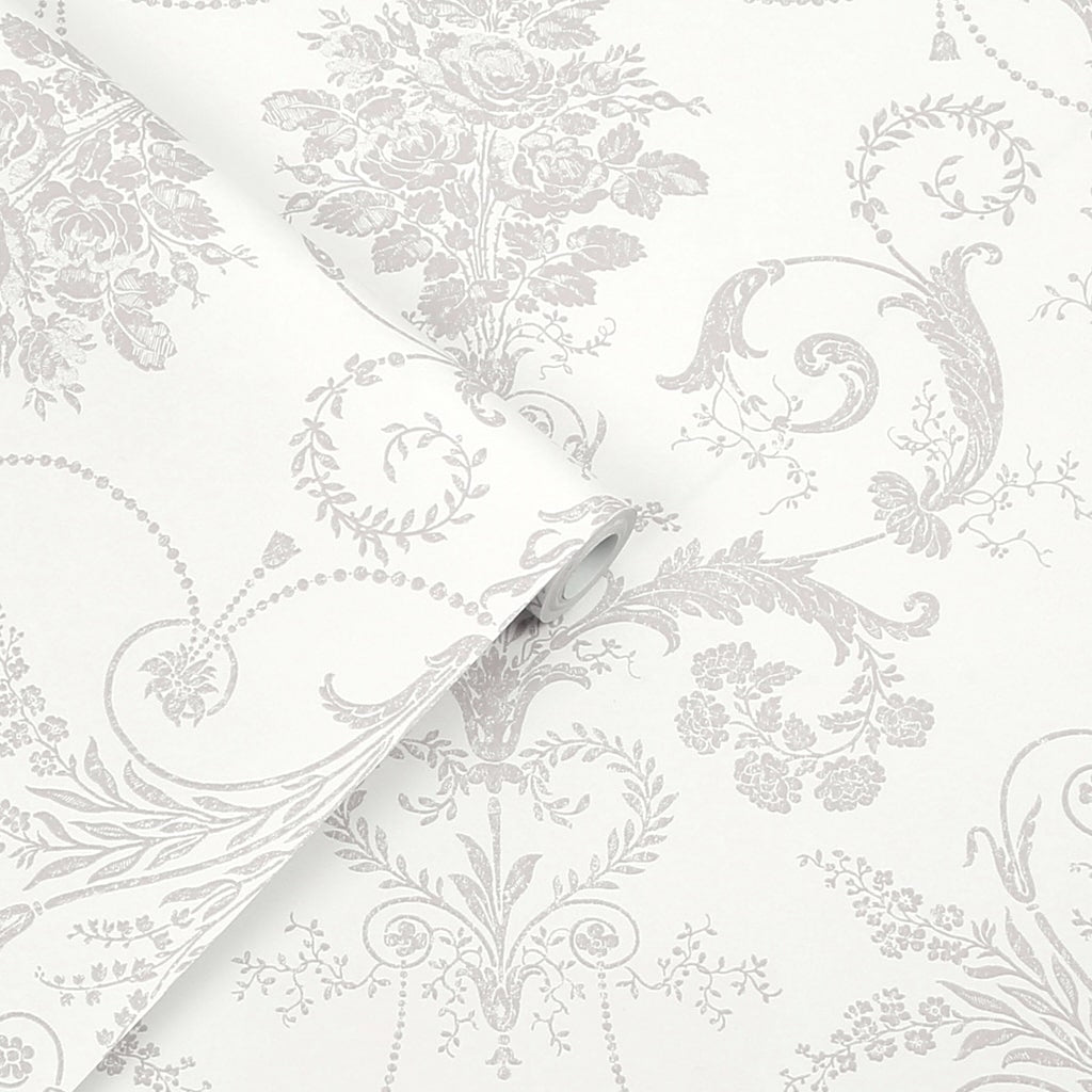 - Laura Ashley Josette Dove Grey and White Wallpaper - 113385 - Decor Warehouse