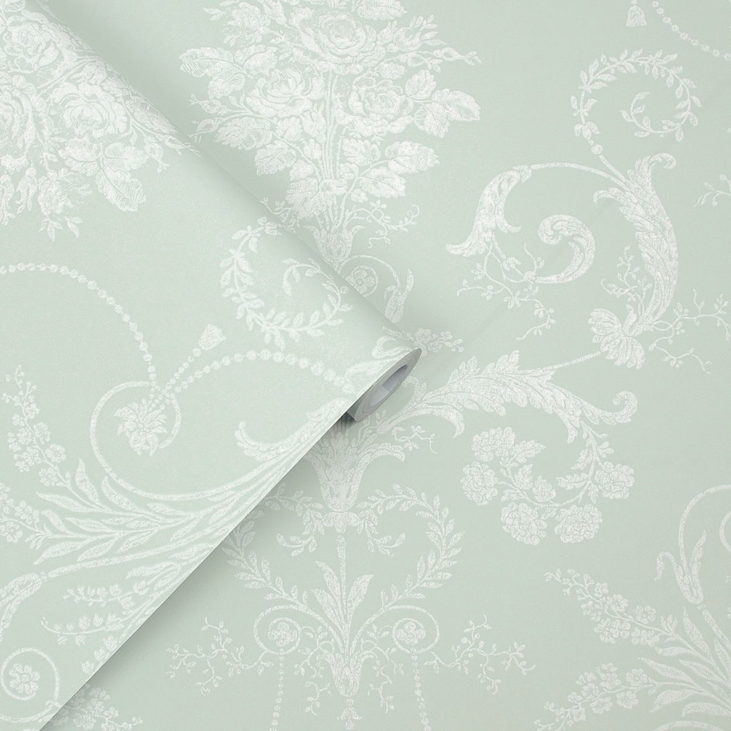 - Laura Ashley Josette Duck Egg Wallpaper - 113380 - Decor Warehouse