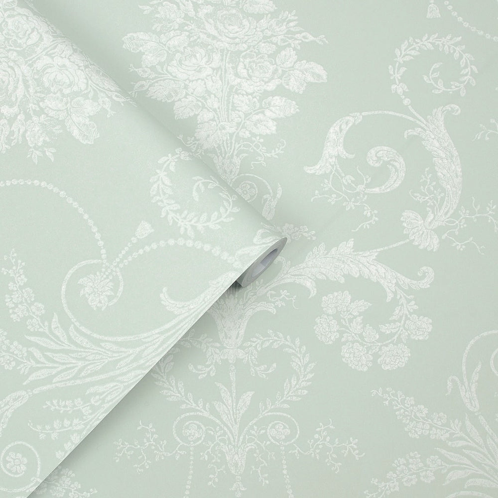  - Laura Ashley Josette Duck Egg Wallpaper - 113380 - Decor Warehouse
