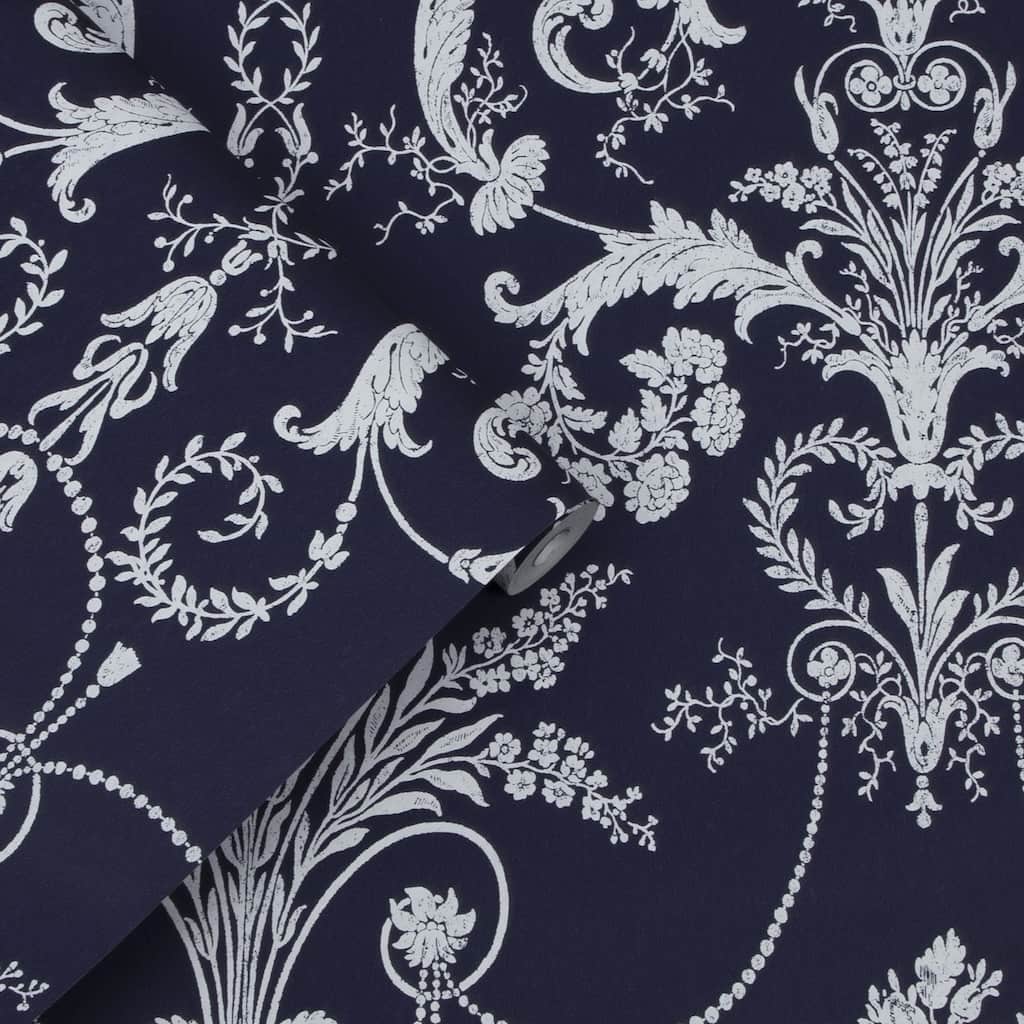  - Laura Ashley Josette Midnight Wallpaper - 113386 - Decor Warehouse