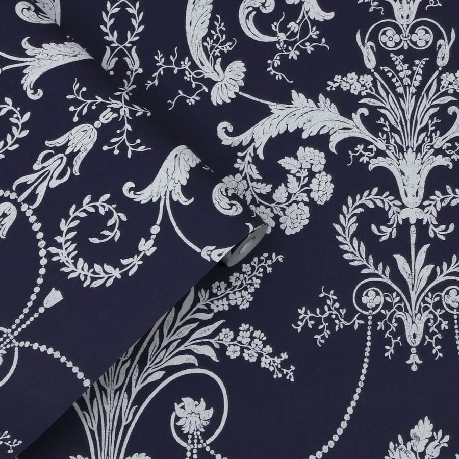  - Laura Ashley Josette Midnight Wallpaper - 113386 - Decor Warehouse