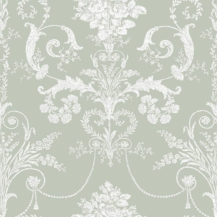 130114 - Laura Ashley - Laura Ashley Josette Sage Green Wallpaper - Decor Warehouse