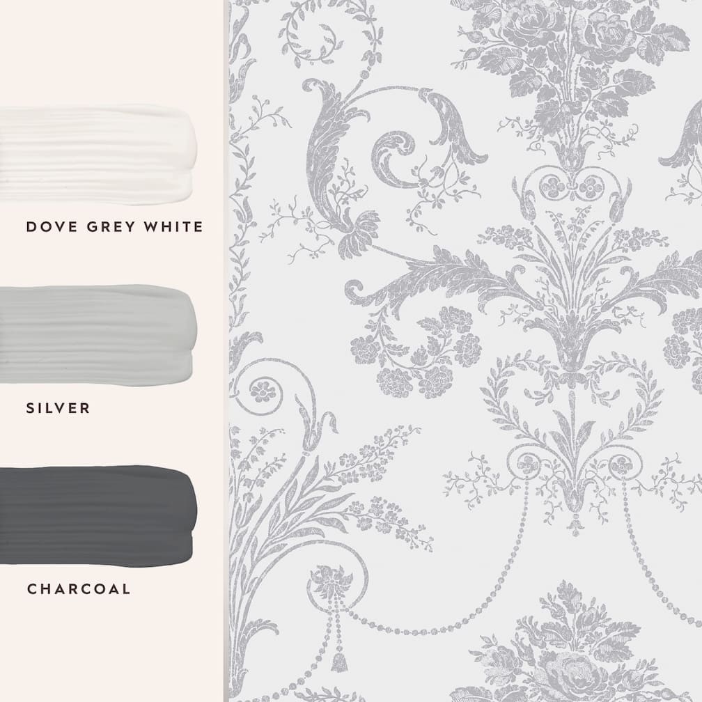 Laura Ashley Josette Silver Wallpaper - 113379