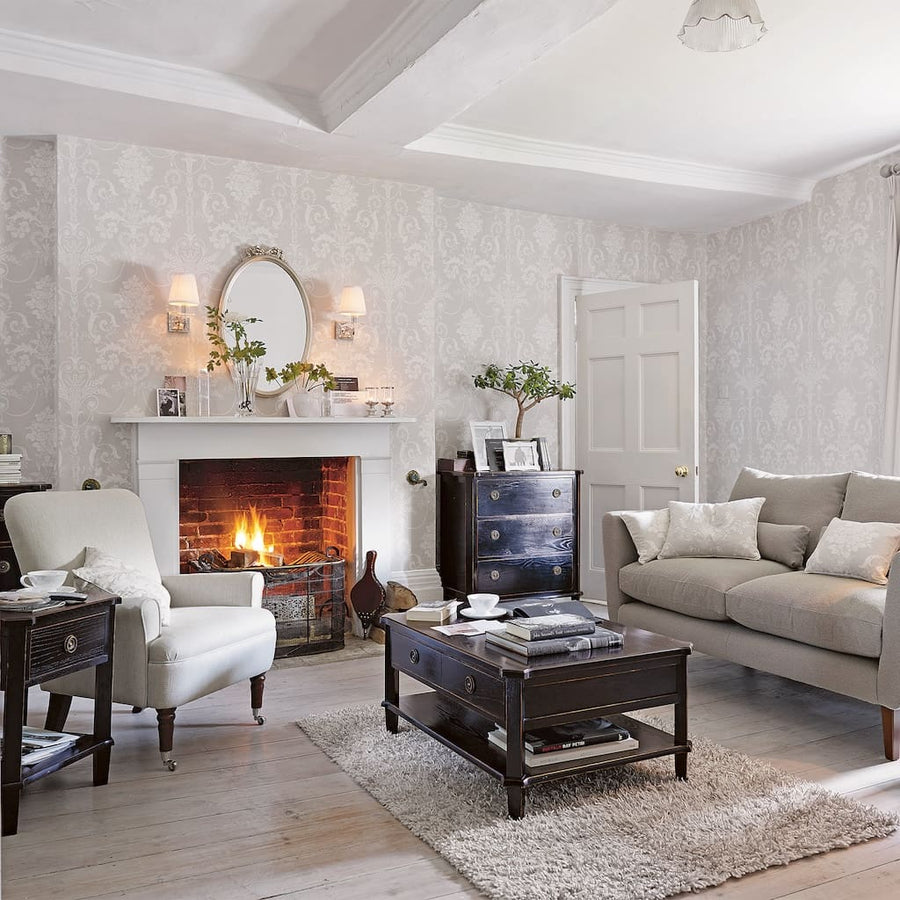  - Laura Ashley Josette White Dove Grey Wallpaper - 113378 - Decor Warehouse