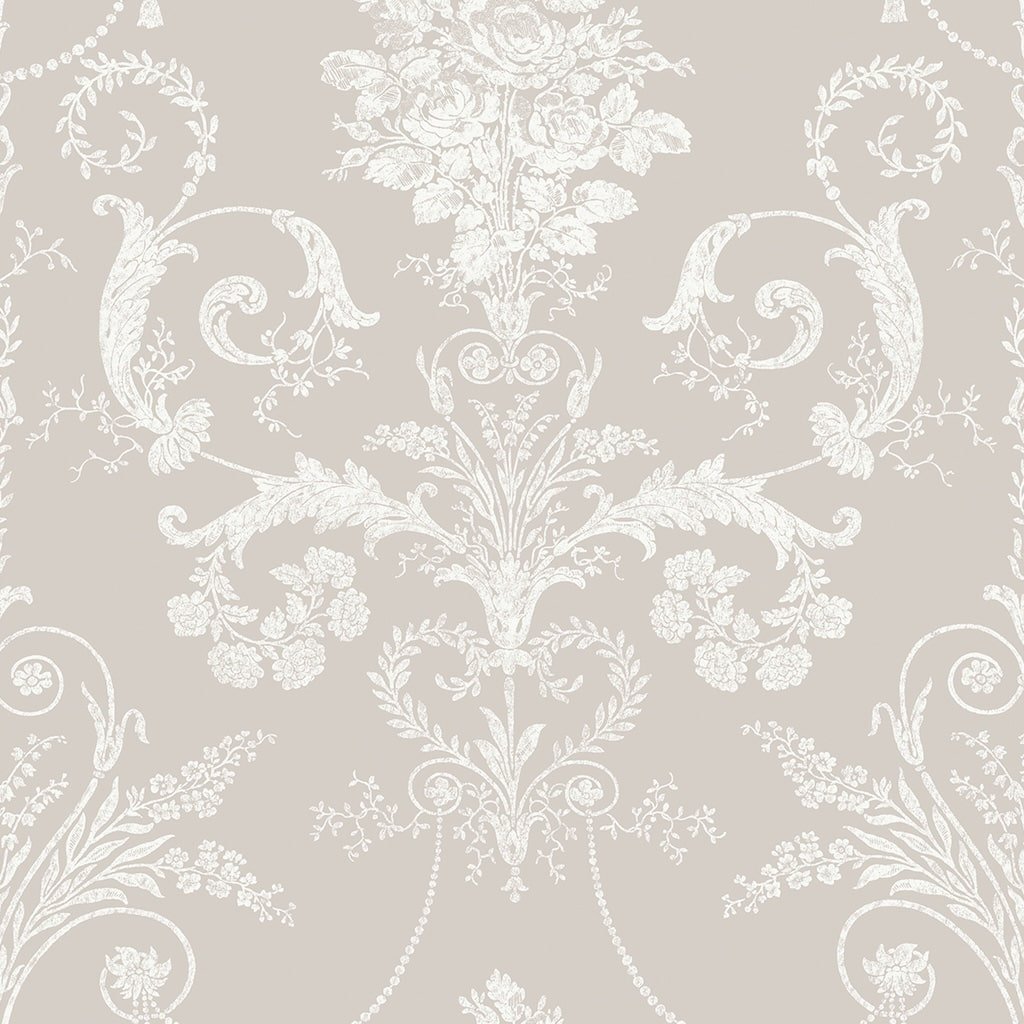 113378 - Laura Ashley - Laura Ashley Josette White Dove Grey Wallpaper - Decor Warehouse