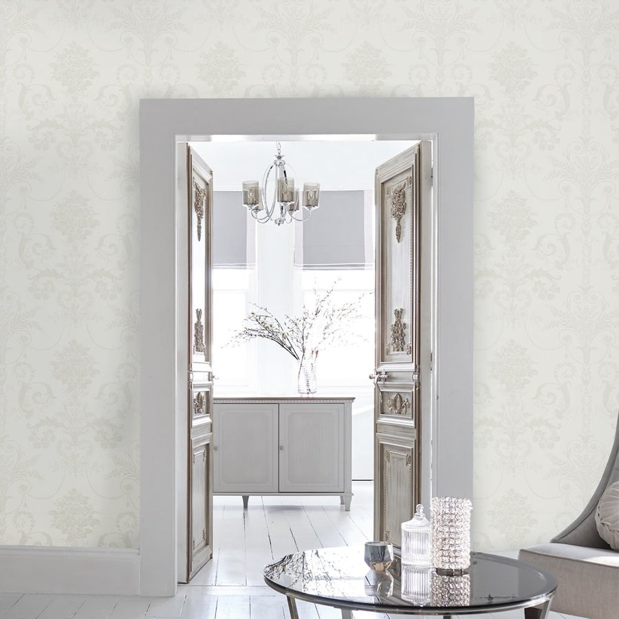  - Laura Ashley Josette White Wallpaper - 113382 - Decor Warehouse