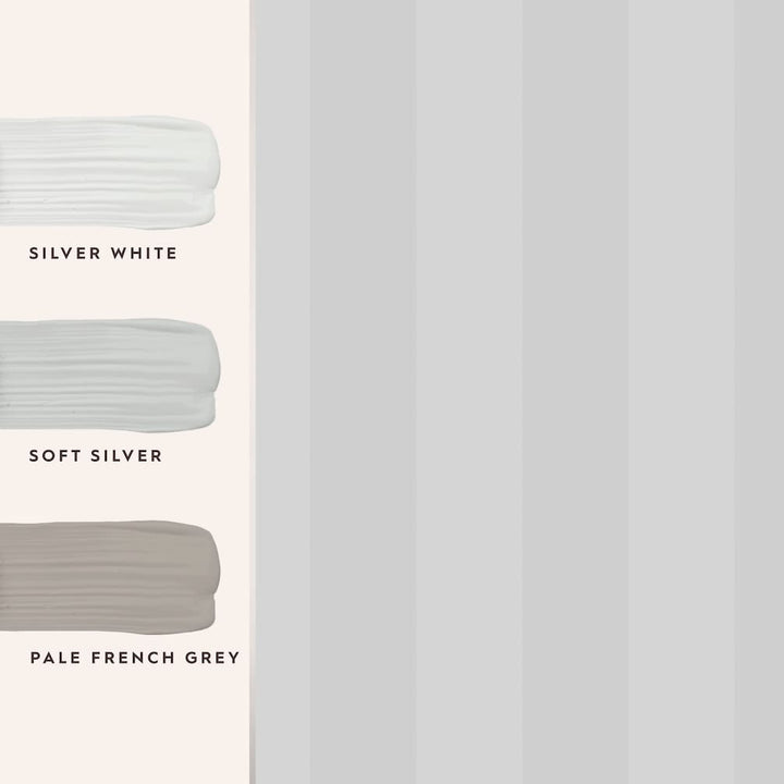 Laura Ashley Lille Pearlescent Stripe Silver Wallpaper - 113338