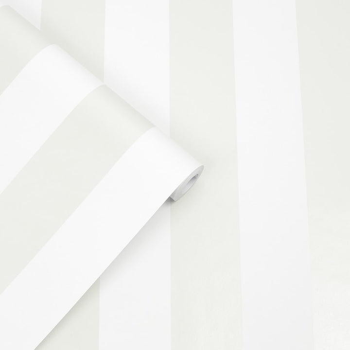  - Laura Ashley Lille Pearlescent Stripe White Wallpaper - 113336 - Decor Warehouse