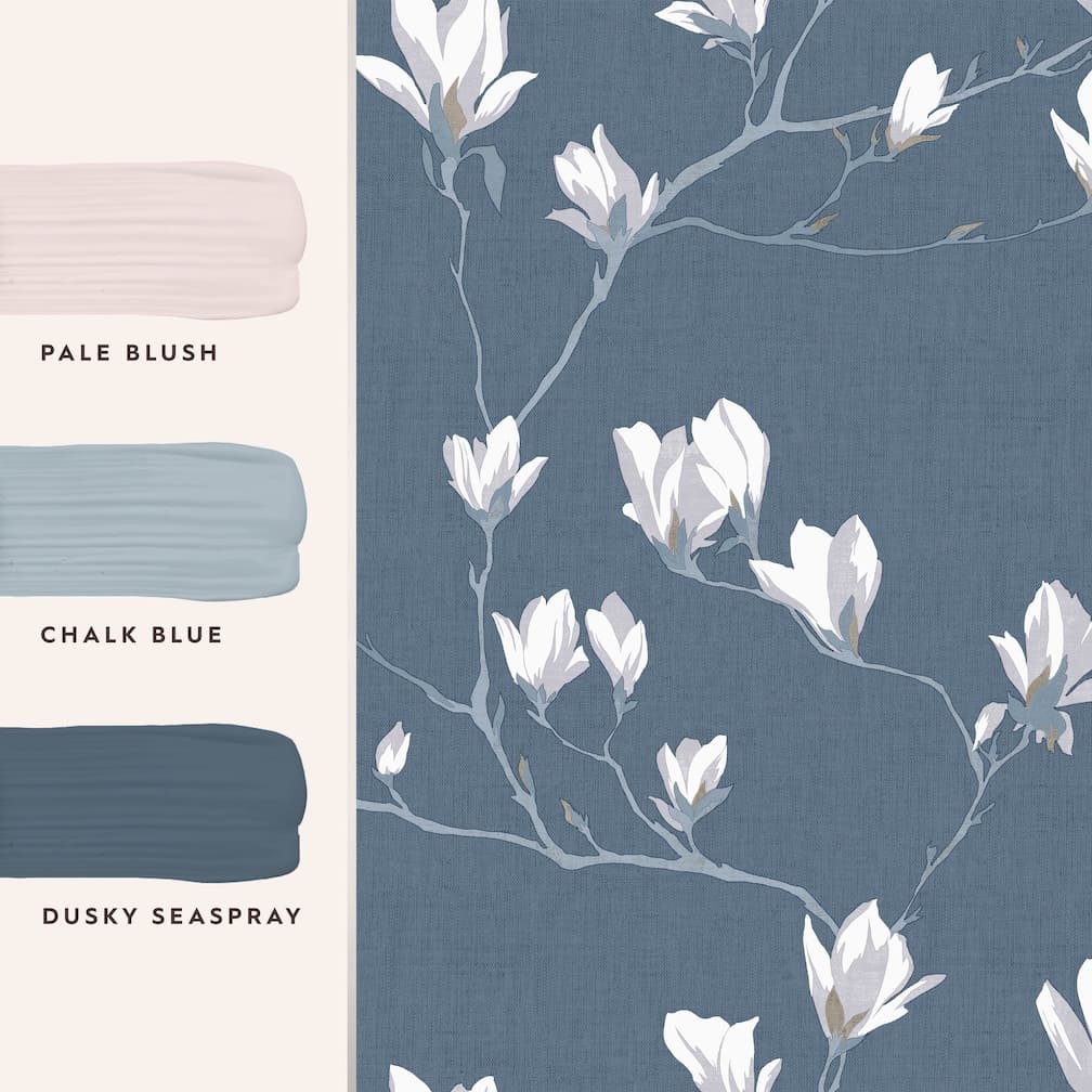 Laura Ashley Magnolia Grove Dusky Seaspray Wallpaper - 113355