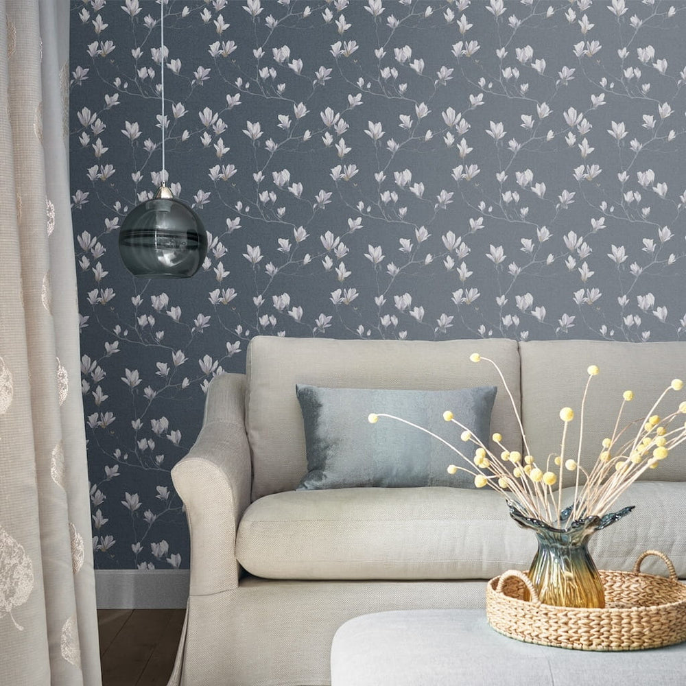  - Laura Ashley Magnolia Grove Dusky Seaspray Wallpaper - 113355 - Decor Warehouse
