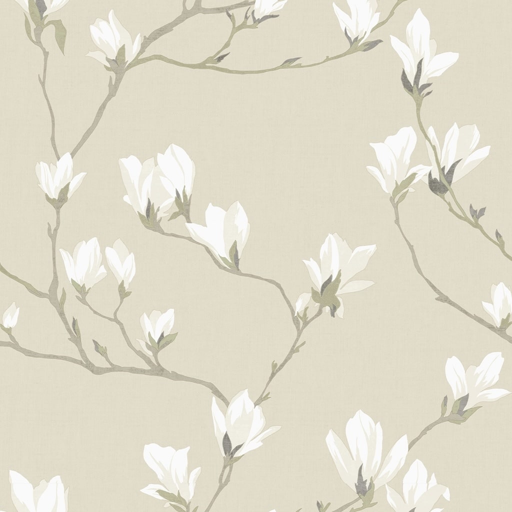 - Laura Ashley Magnolia Grove Natural Wallpaper - 113353 - Decor Warehouse