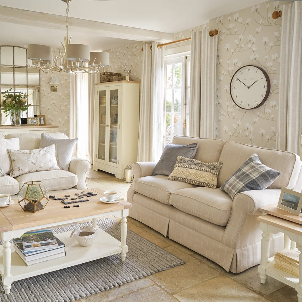  - Laura Ashley Magnolia Grove Natural Wallpaper - 113353 - Decor Warehouse
