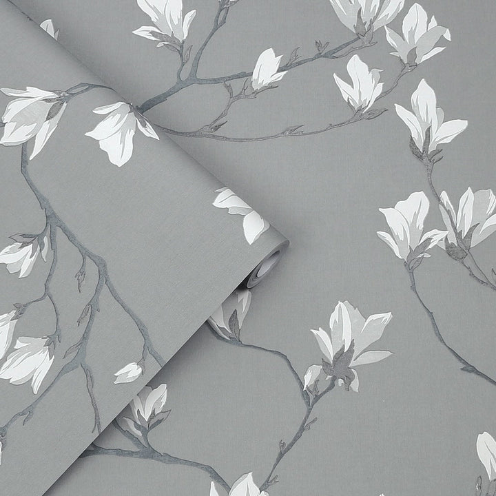  - Laura Ashley Magnolia Grove Slate Wallpaper - 113354 - Decor Warehouse