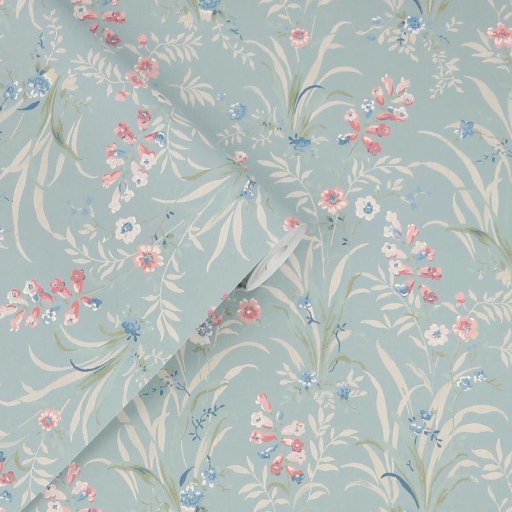 - Laura Ashley Mosedale Posy Duck Egg Wallpaper - 122751 - Decor Warehouse