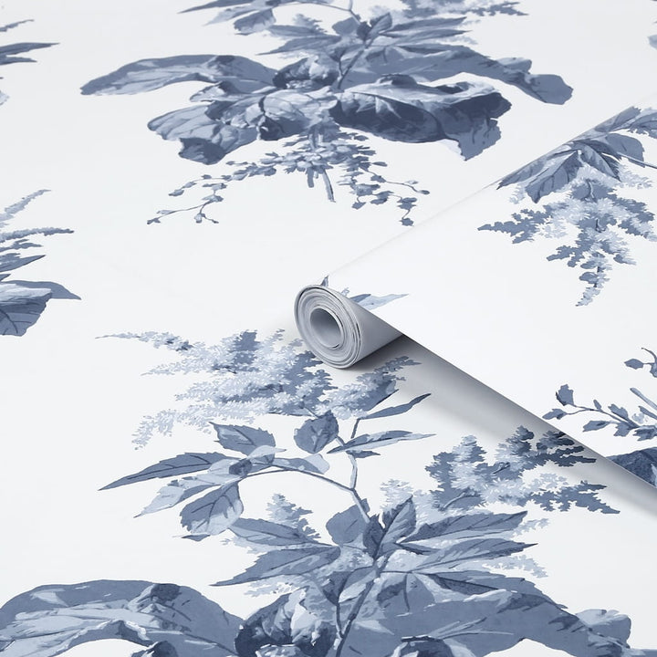  - Laura Ashley Naberth Midnight Seaspray Blue Wallpaper - 119851 - Decor Warehouse