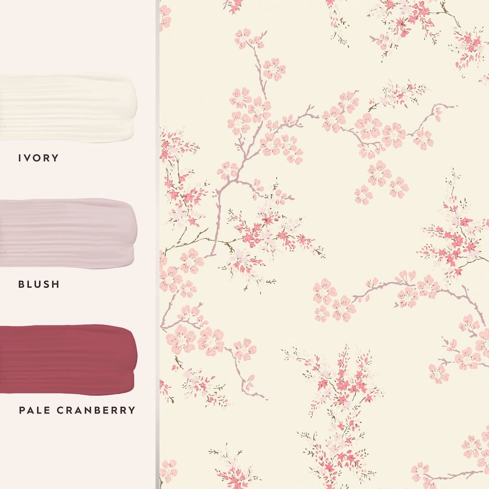 Laura Ashley Oriental Blossom Blush Wallpaper - 113388