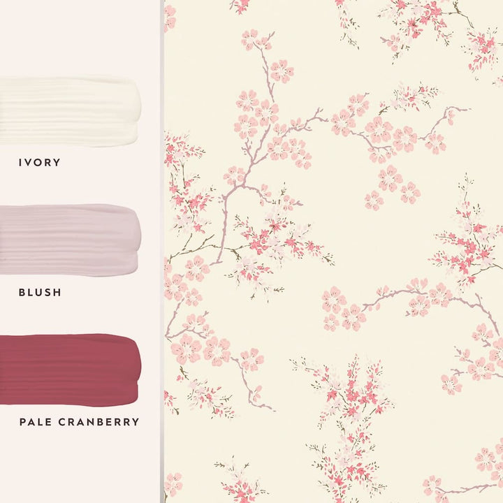 Laura Ashley Oriental Blossom Blush Wallpaper - 113388