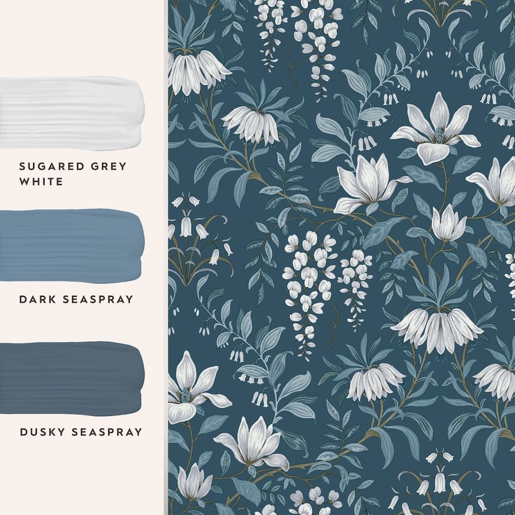 Laura Ashley Parterre Dusky Seaspray Wallpaper - 113404