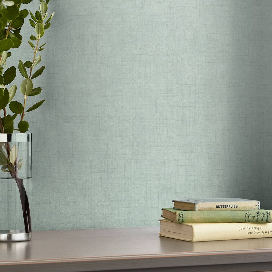 121092 - Laura Ashley - Laura Ashley Plain Duck Egg Wallpaper - Decor Warehouse