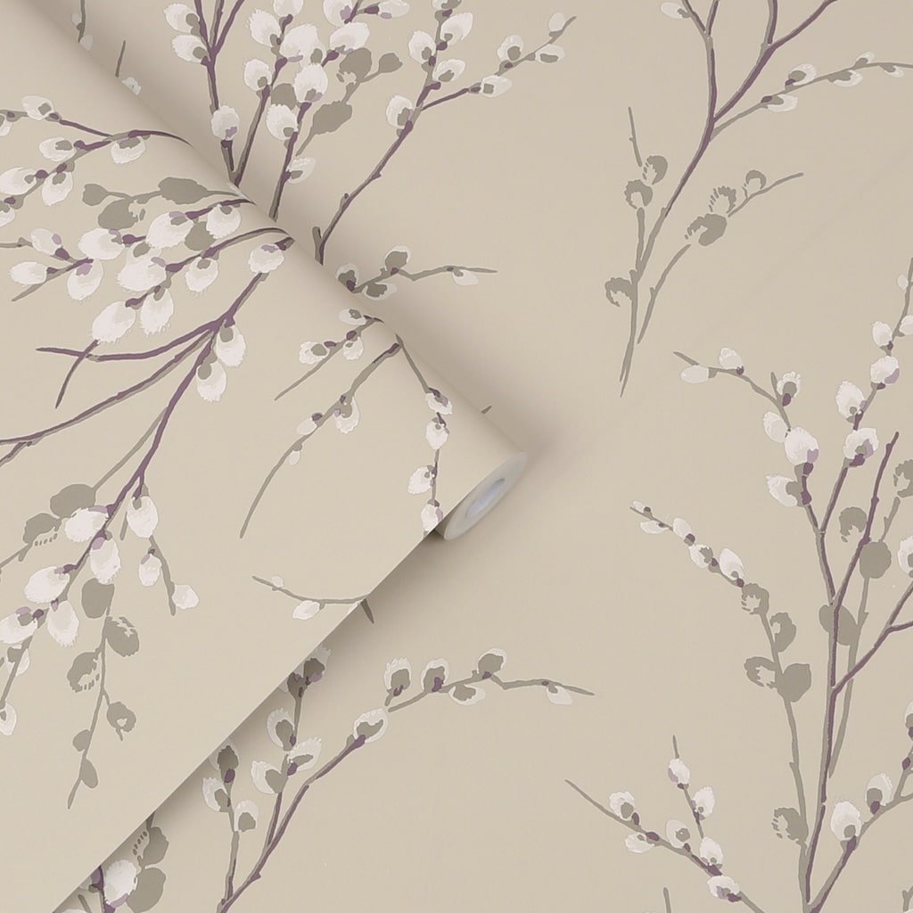 - Laura Ashley Pussy Willow Natural Wallpaper - 113358 - Decor Warehouse