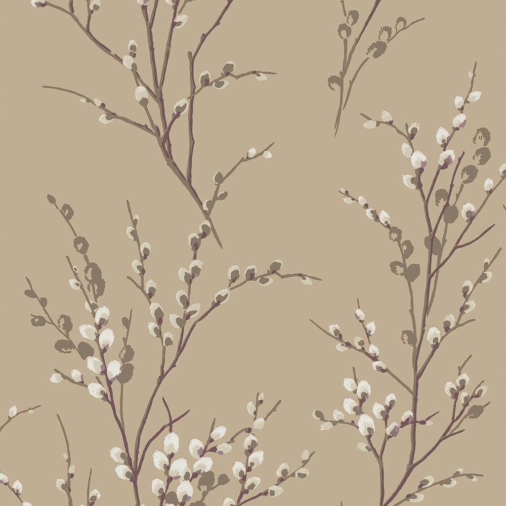 113358 - Laura Ashley - Laura Ashley Pussy Willow Natural Wallpaper - Decor Warehouse