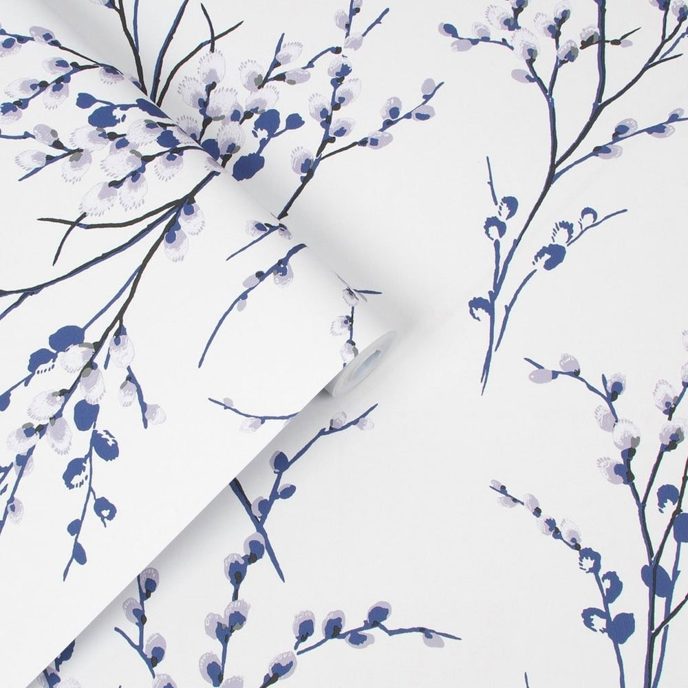  - Laura Ashley Pussy Willow Off White and Midnight Wallpaper - 113360 - Decor Warehouse