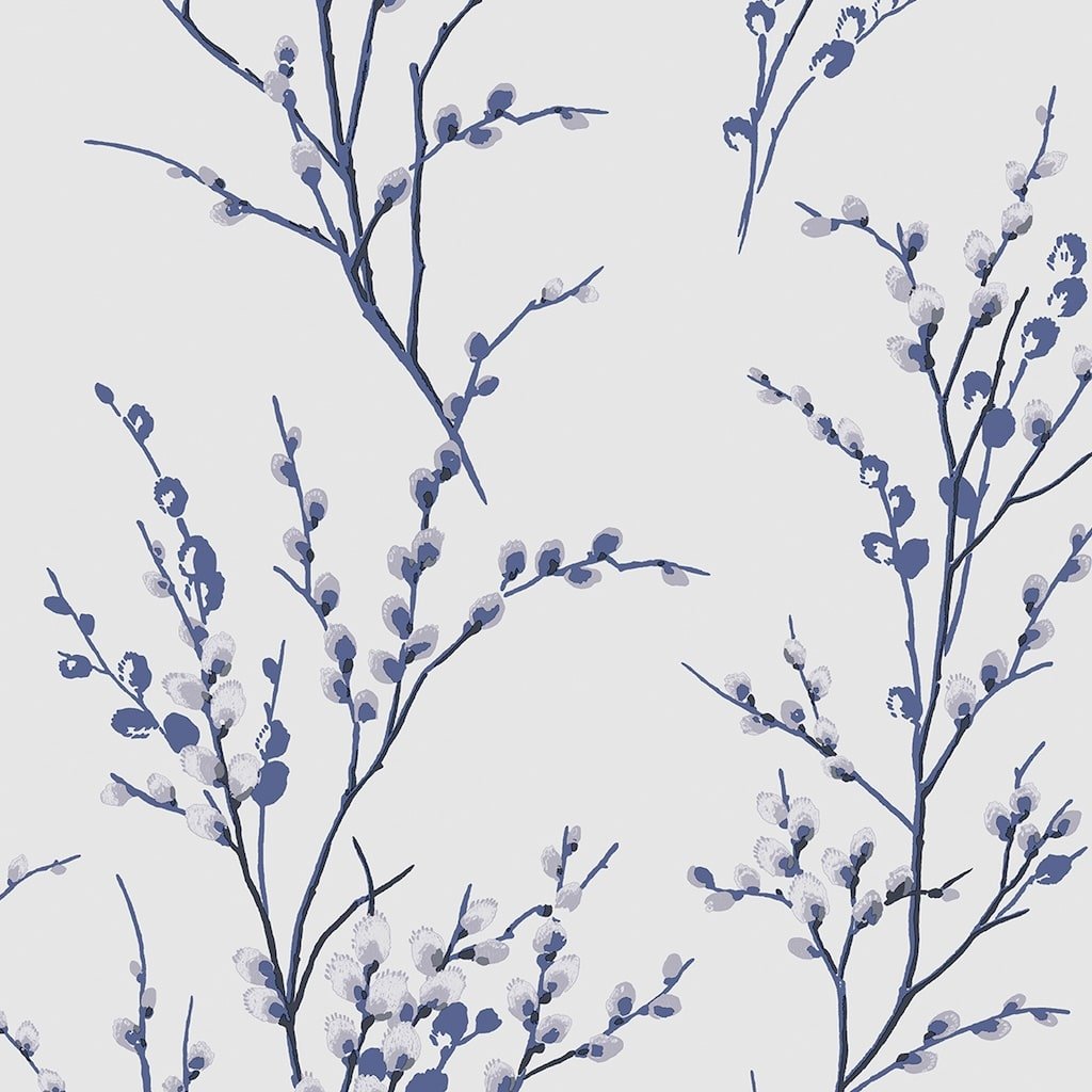 - Laura Ashley Pussy Willow Off White and Midnight Wallpaper - 113360 - Decor Warehouse