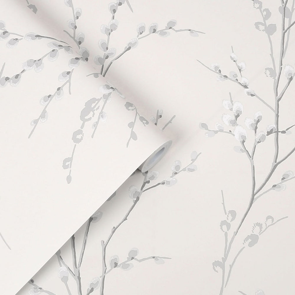  - Laura Ashley Pussy Willow Off White and Steel Wallpaper - 113359 - Decor Warehouse