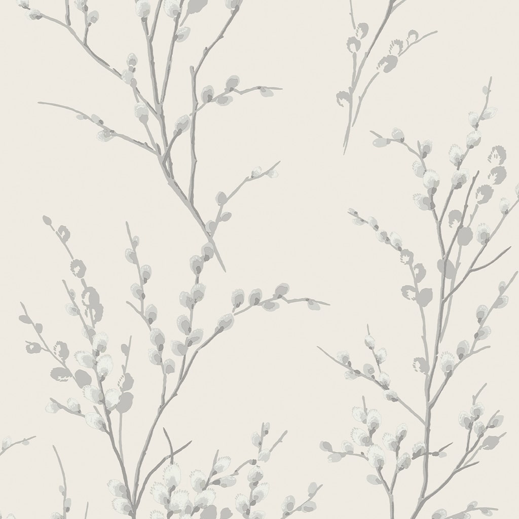 113359 - Laura Ashley - Laura Ashley Pussy Willow Off White and Steel Wallpaper - Decor Warehouse