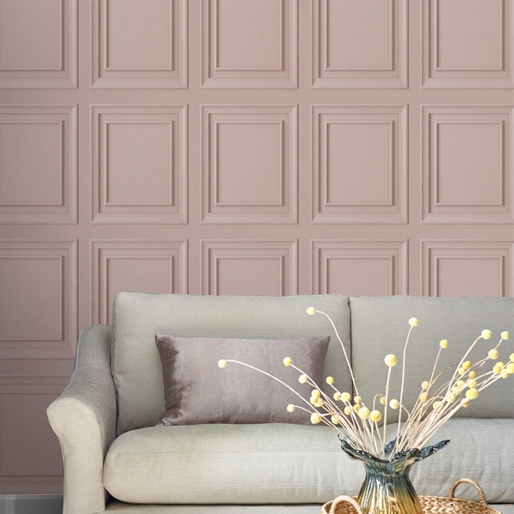 - Laura Ashley Redbrook Wood Panel Blush Wallpaper - 115257 - Decor Warehouse