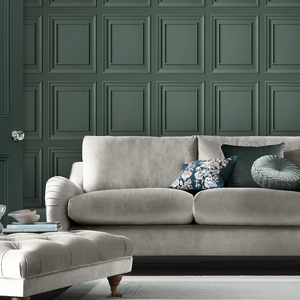  - Laura Ashley Redbrook Wood Panel Fern Green Wallpaper - 119844 - Decor Warehouse
