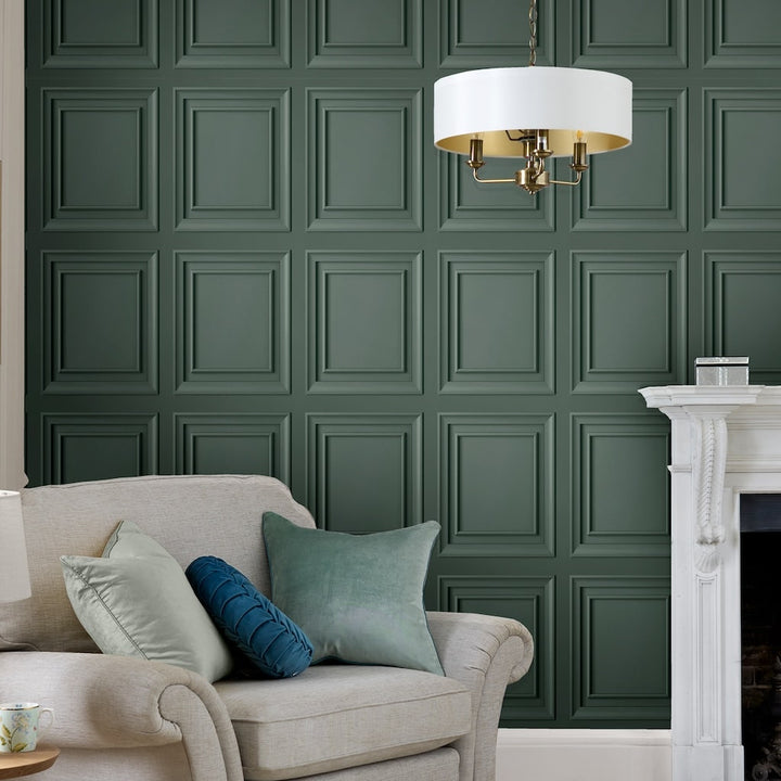  - Laura Ashley Redbrook Wood Panel Fern Green Wallpaper - 119844 - Decor Warehouse