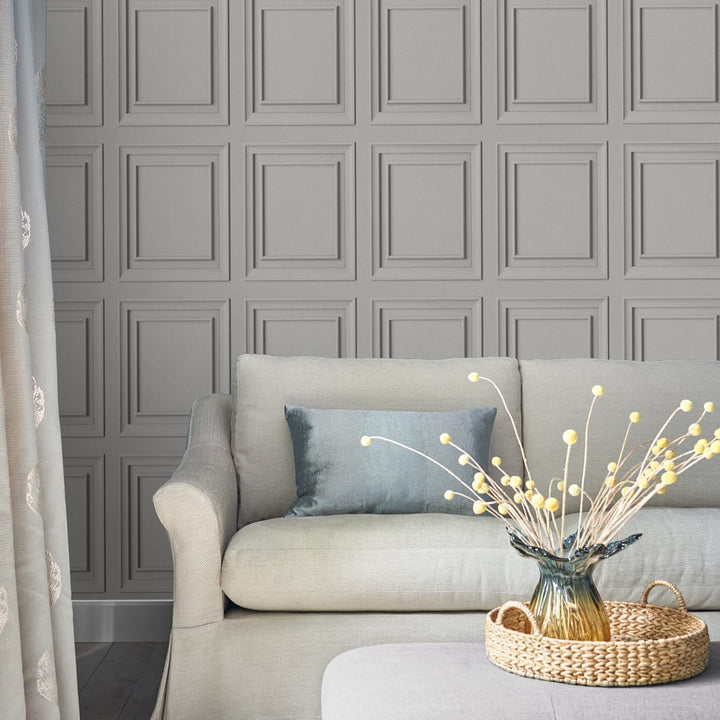  - Laura Ashley Redbrook Wood Panel Silver Wallpaper - 119845 - Decor Warehouse