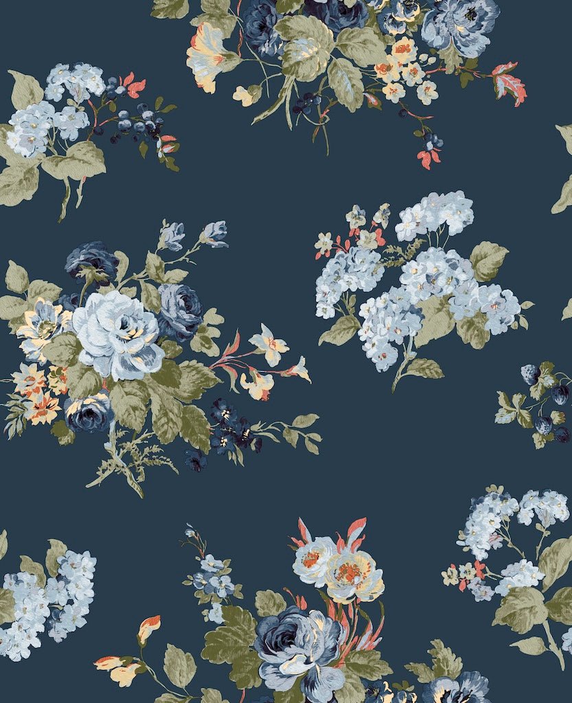 Laura Ashley Rosemore Midnight Seaspray Wallpaper