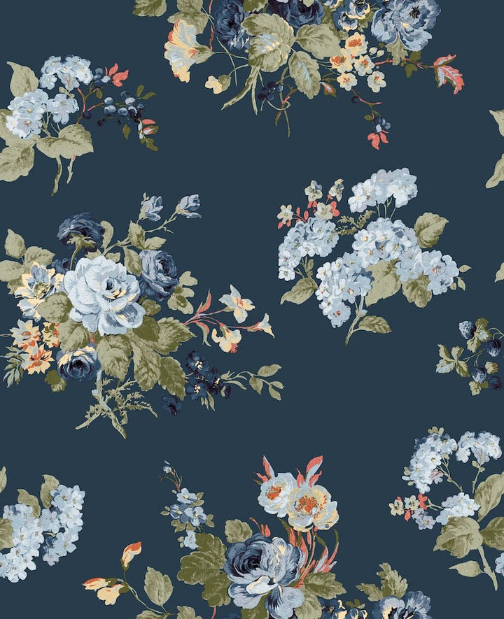 Laura Ashley Rosemore Midnight Seaspray Wallpaper