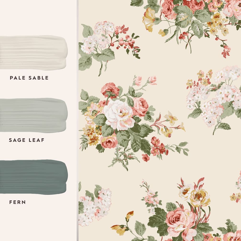 Laura Ashley Rosemore Pale Sable Wallpaper - 114897