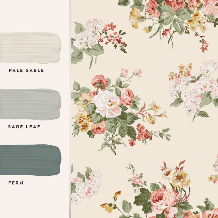 Laura Ashley Rosemore Pale Sable Wallpaper - 114897