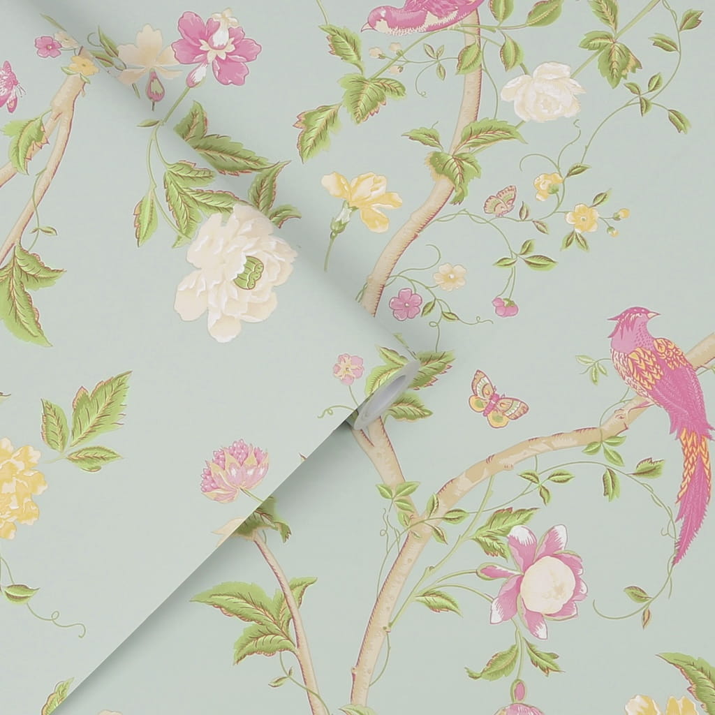 - Laura Ashley Summer Palace Duck Egg Wallpaper - 113392 - Decor Warehouse