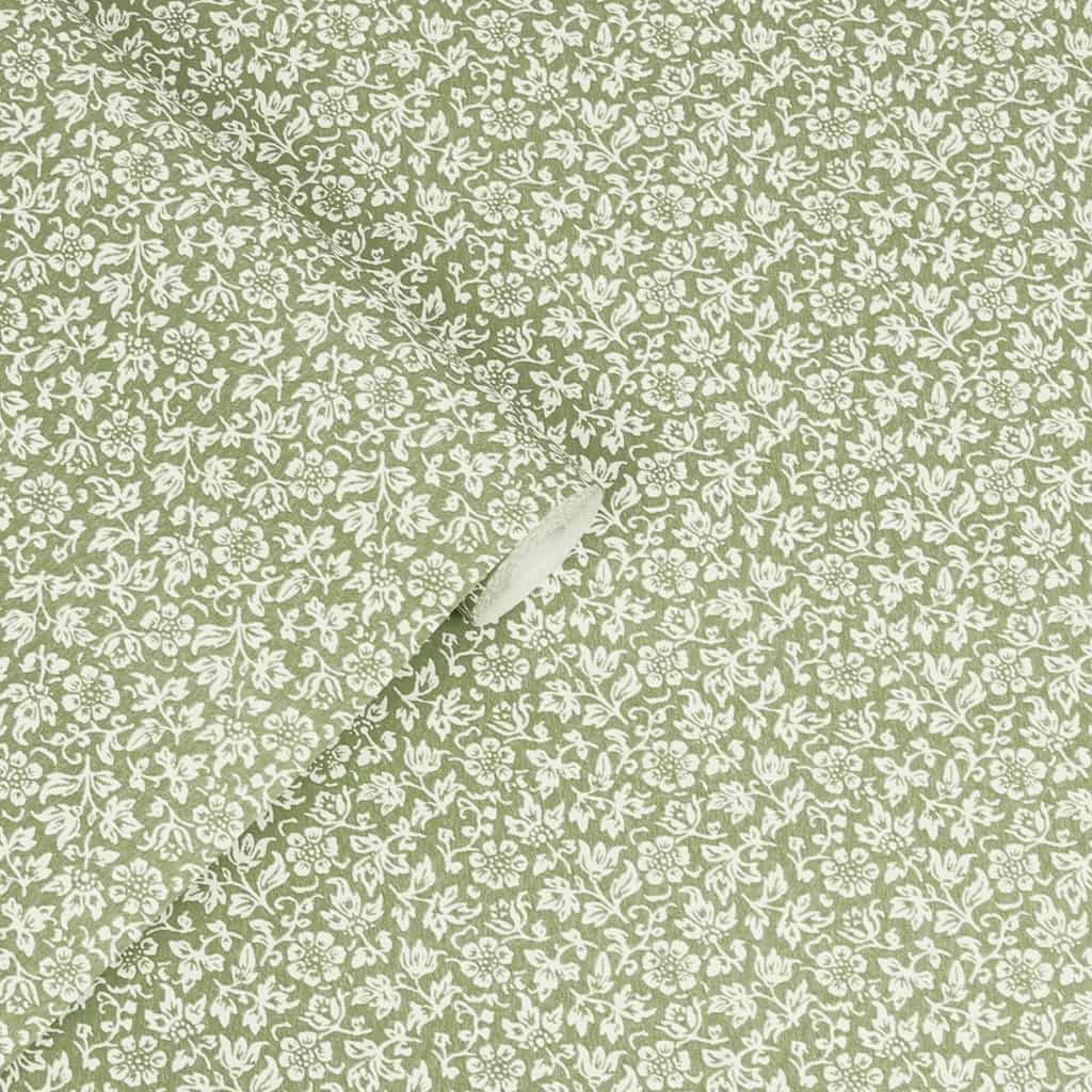 121077 - Laura Ashley - Laura Ashley Sweet Alyssum Moss Green Wallpaper - Decor Warehouse