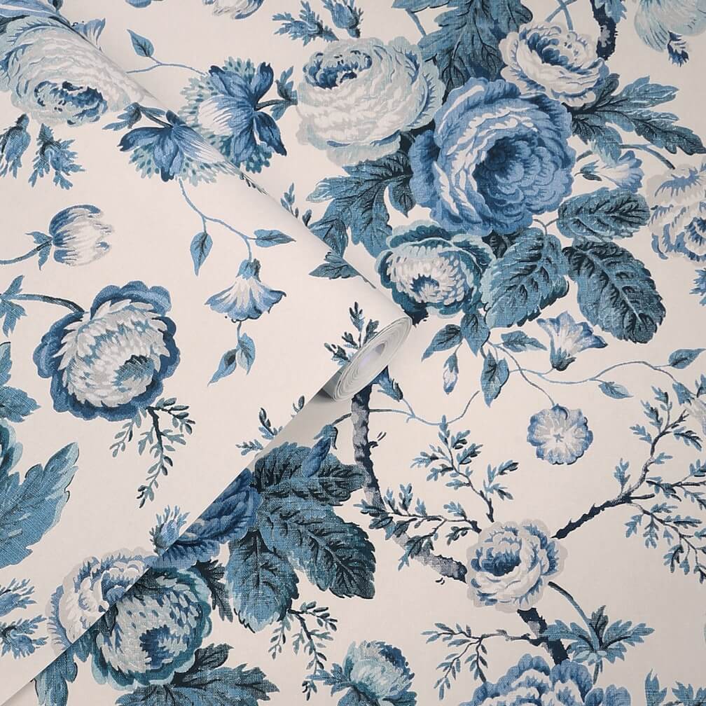 Laura Ashley Uffington Roses Dark Seaspray Wallpaper - 140324