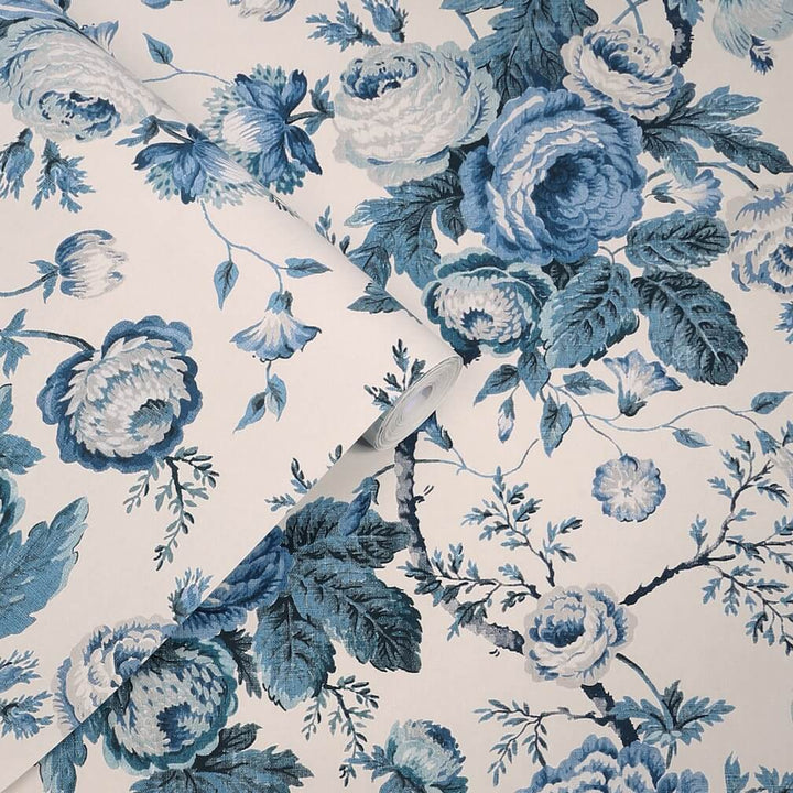 Laura Ashley Uffington Roses Dark Seaspray Wallpaper - 140324
