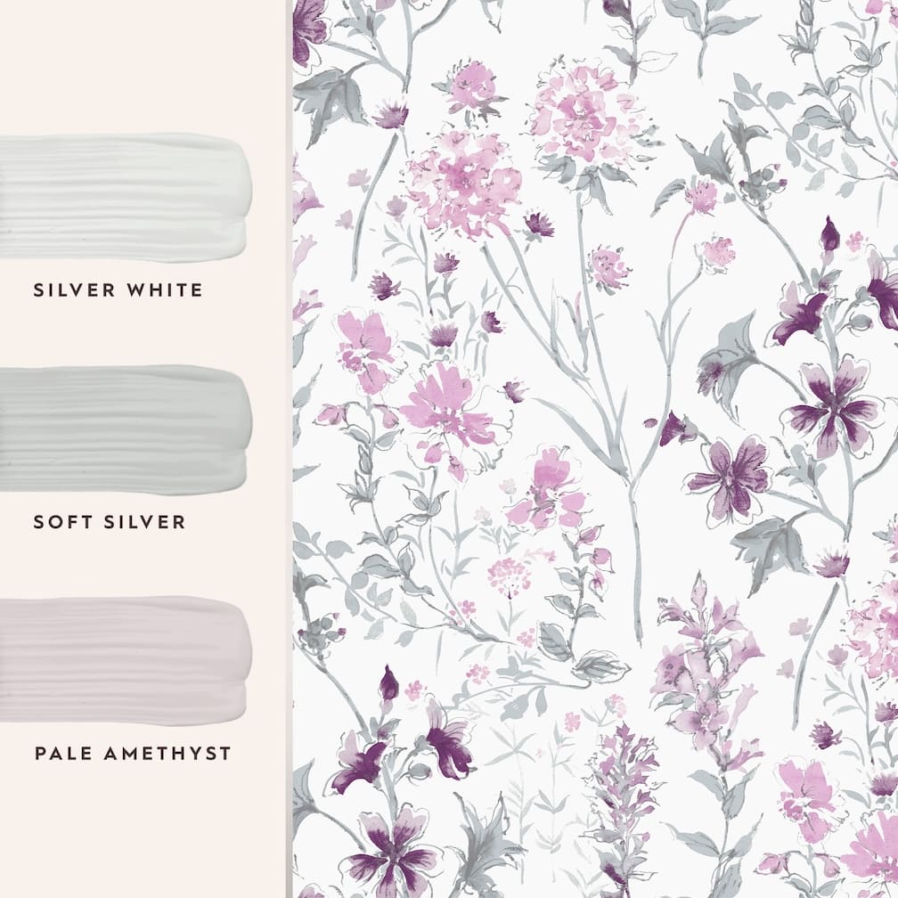 Laura Ashley Wild Meadow Pale Iris Wallpaper - 113362