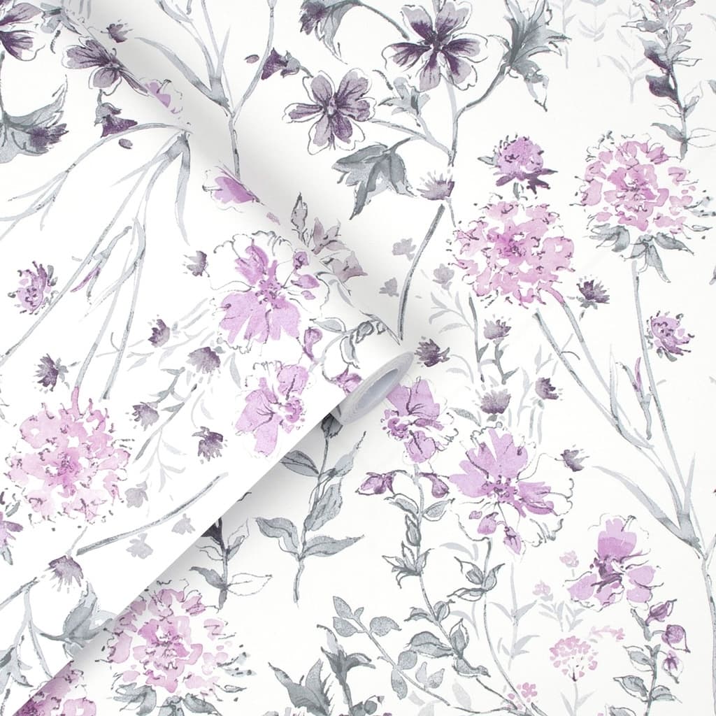 - Laura Ashley Wild Meadow Pale Iris Wallpaper - 113362 - Decor Warehouse