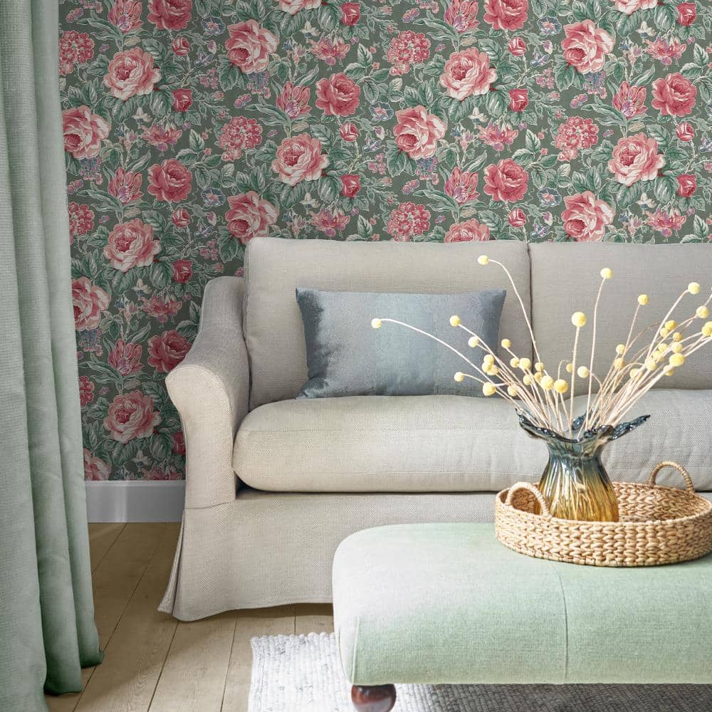 - Laura Ashley Wild Roses Fern Green Wallpaper - 122754 - Decor Warehouse