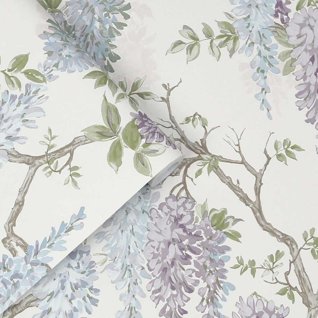 - Laura Ashley Wisteria Gardens Pale Iris Wallpaper - 113356 - Decor Warehouse
