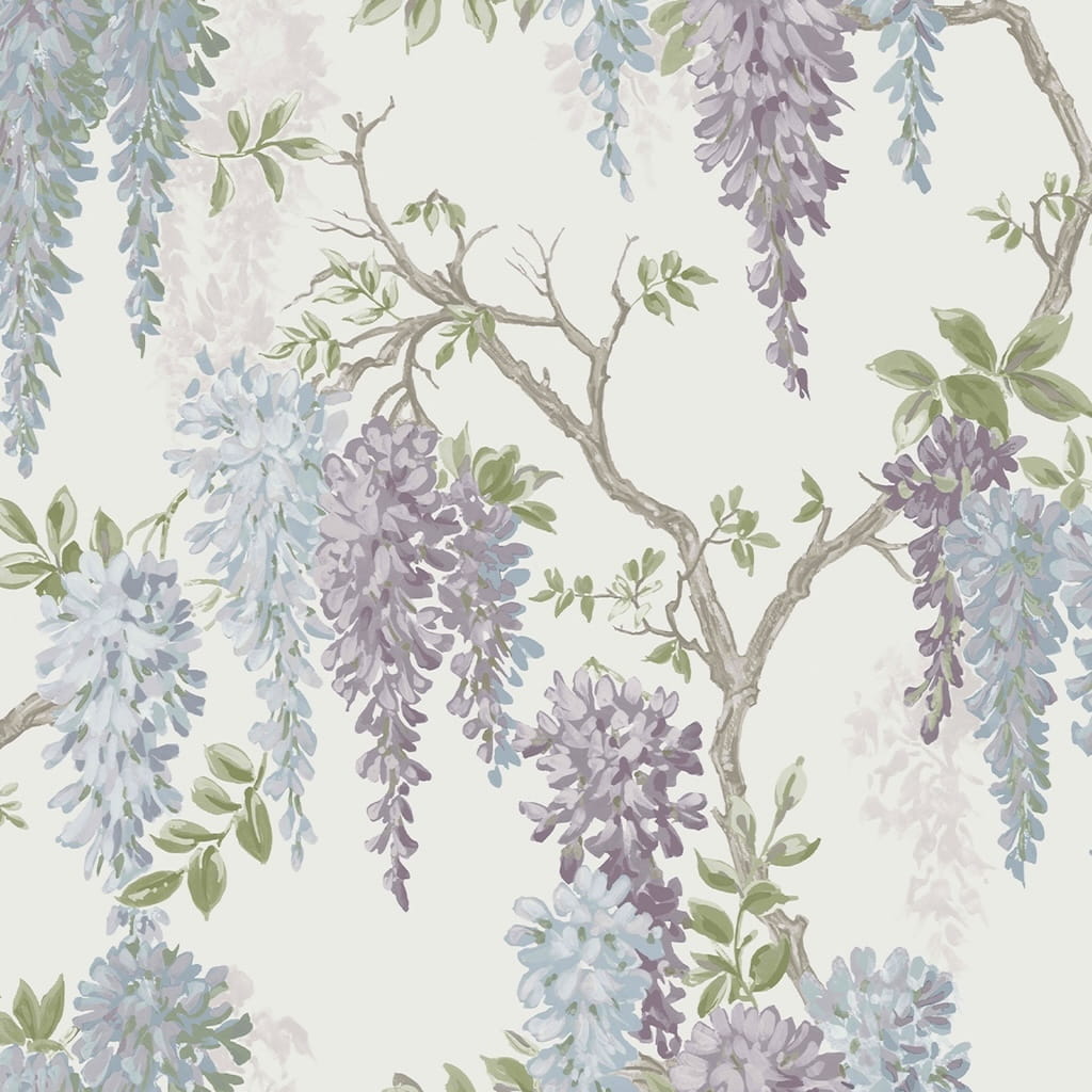  - Laura Ashley Wisteria Gardens Pale Iris Wallpaper - 113356 - Decor Warehouse