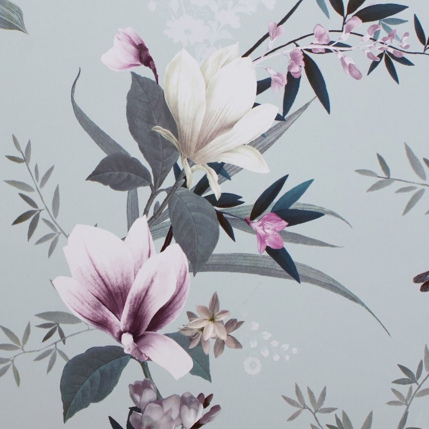 144050-Muriva-Lipsy Lotus Duck Egg Floral Wallpaper-Decor Warehouse